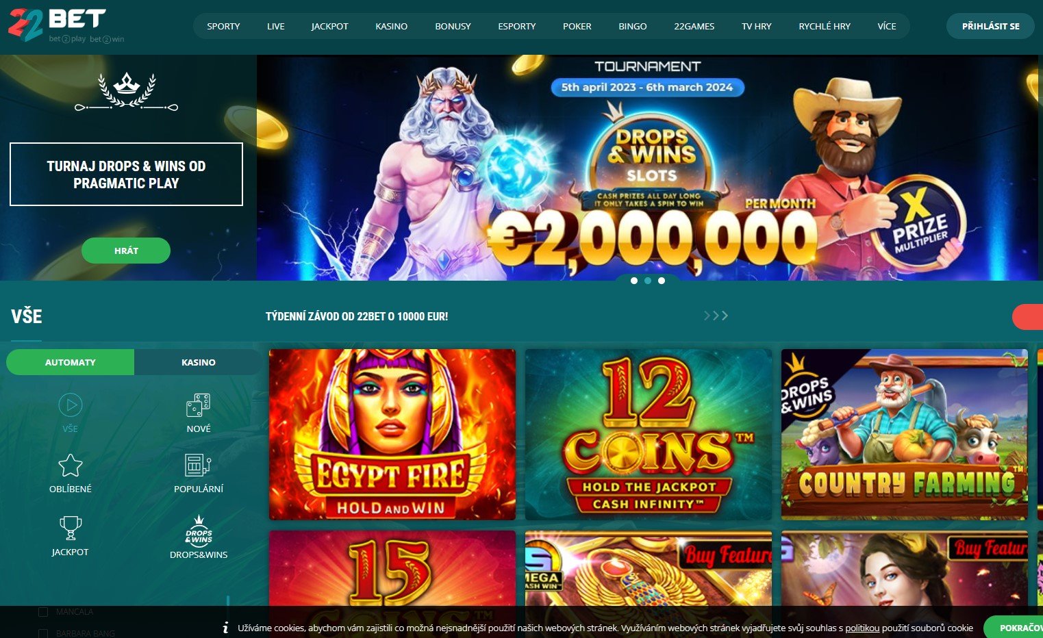 Live casino u 22Bet již čeká