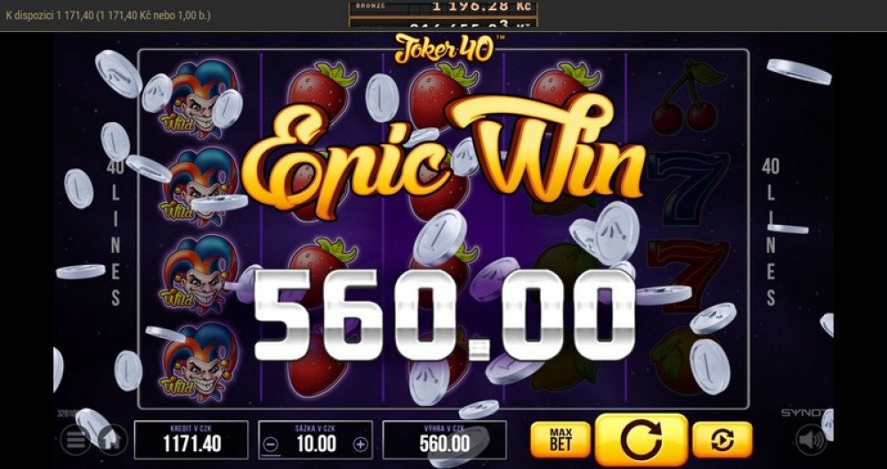 Jak jsem hrál v casinu SynotTip: Joker 40 – výhra 2000 Kč