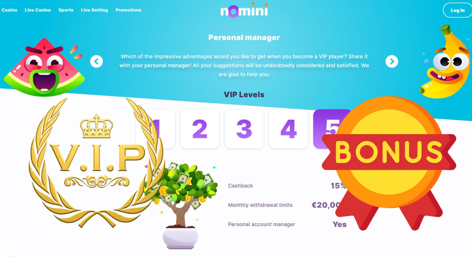 Nomini Casino VIP program v kostce