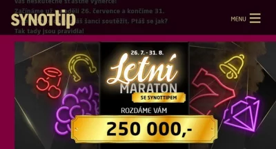 Letní Maraton se SynotTIPEM s garancí 250 000,-