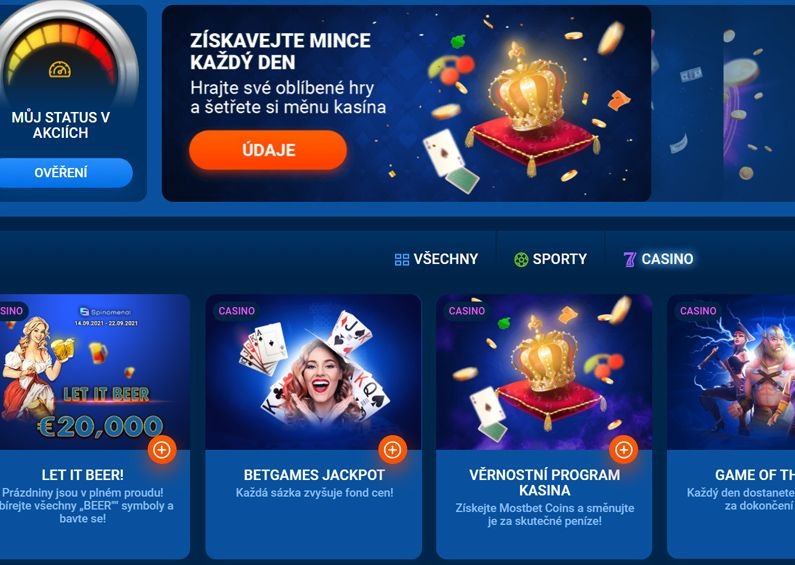 Promoakce v online casinu Mostbet