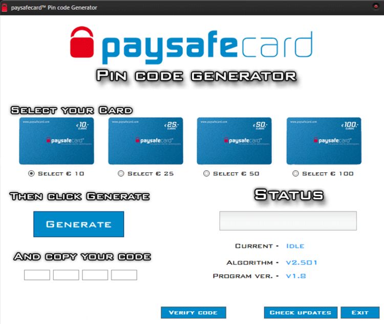 Paysafecard generátor