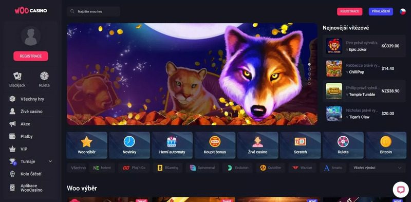 WooCasino homepage