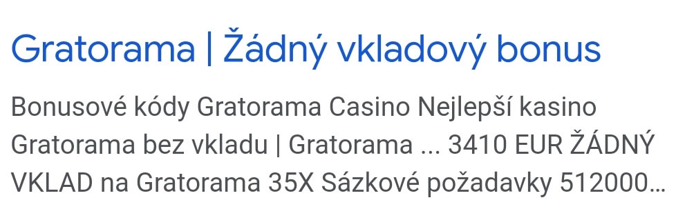 Gratorama Casino - no deposit bonus - špatný překlad