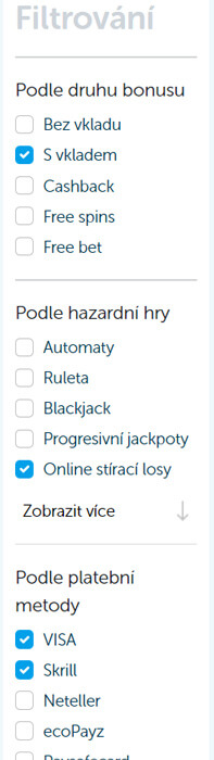 Nové filtry pro online casina a sázkové kanceláře