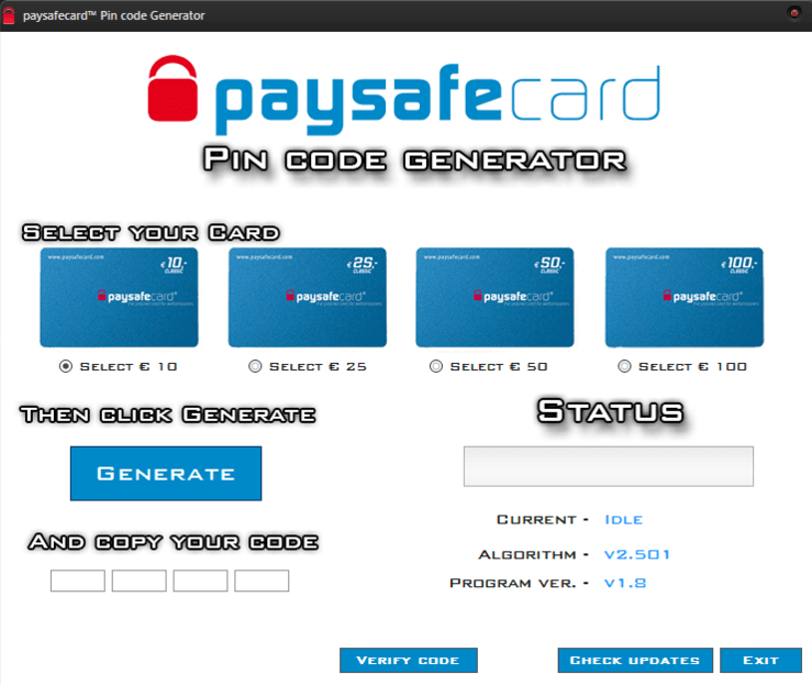 Paysafecard generátor: podvod