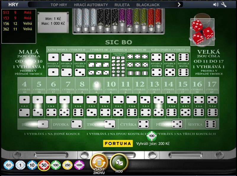 Hra kostky online - Sic Bo v českém online casinu Fortuna Vegas