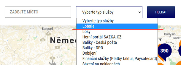 Chcete vsadit nebo zkontrolovat tiket na terminálu Sazka? Nejdřív nastavte mapu tak, aby vám zobrazovala jen ty prodejny, které tuto službu nabízejí.